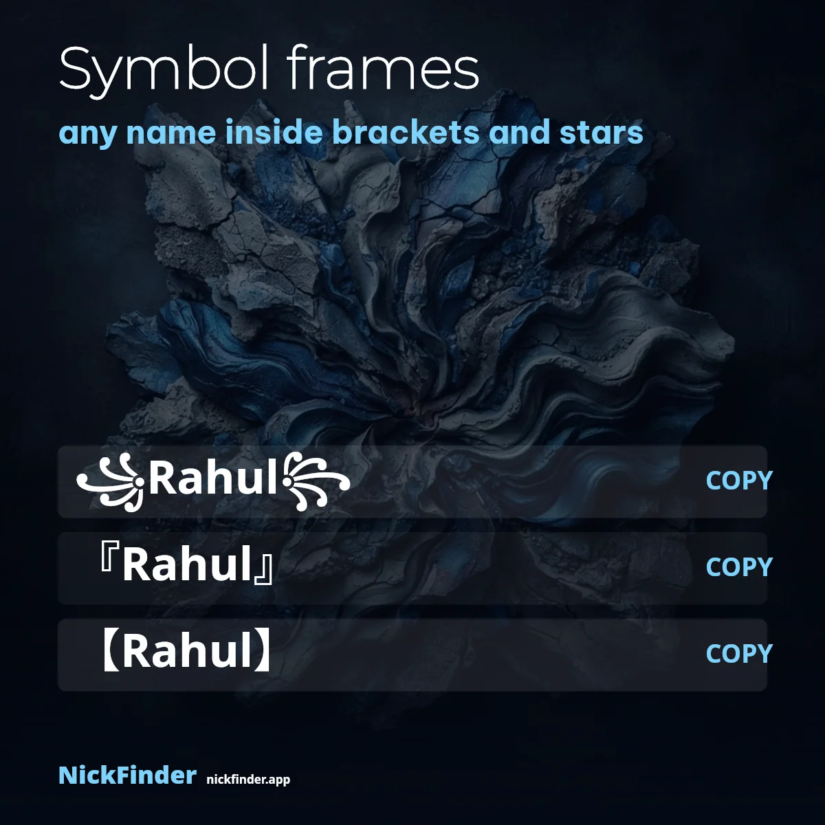 Any name inside symbol frames
